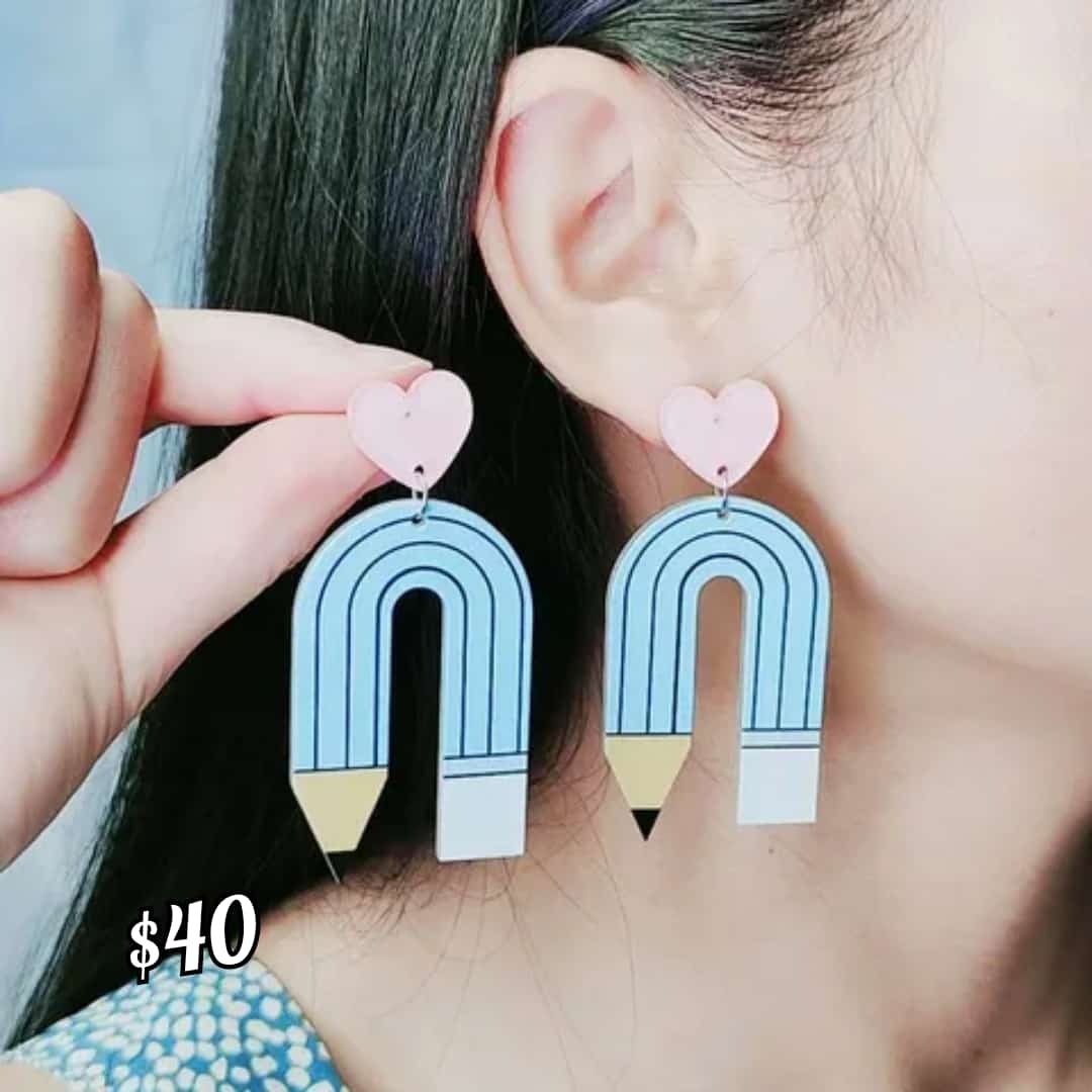 arete aguja lápiz azul