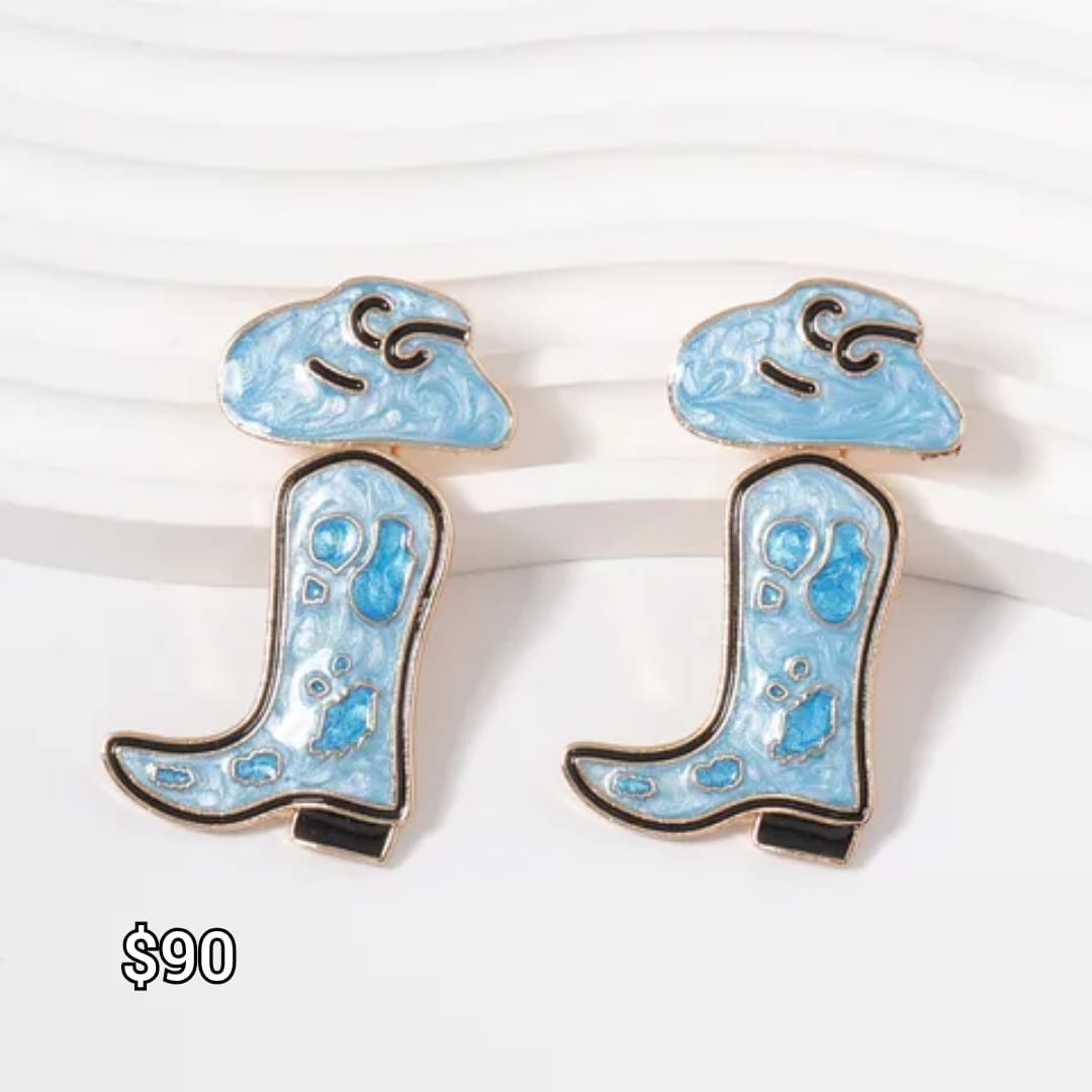 arete bota azul con zombrero ijaaa