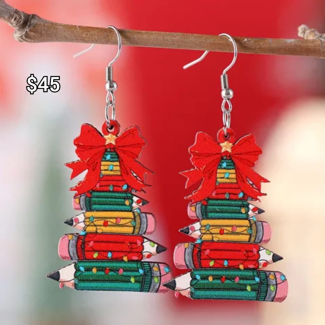 arete lápiz navideños