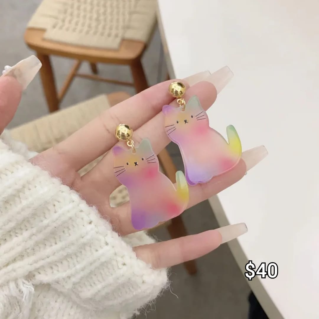 arete gatito de colores