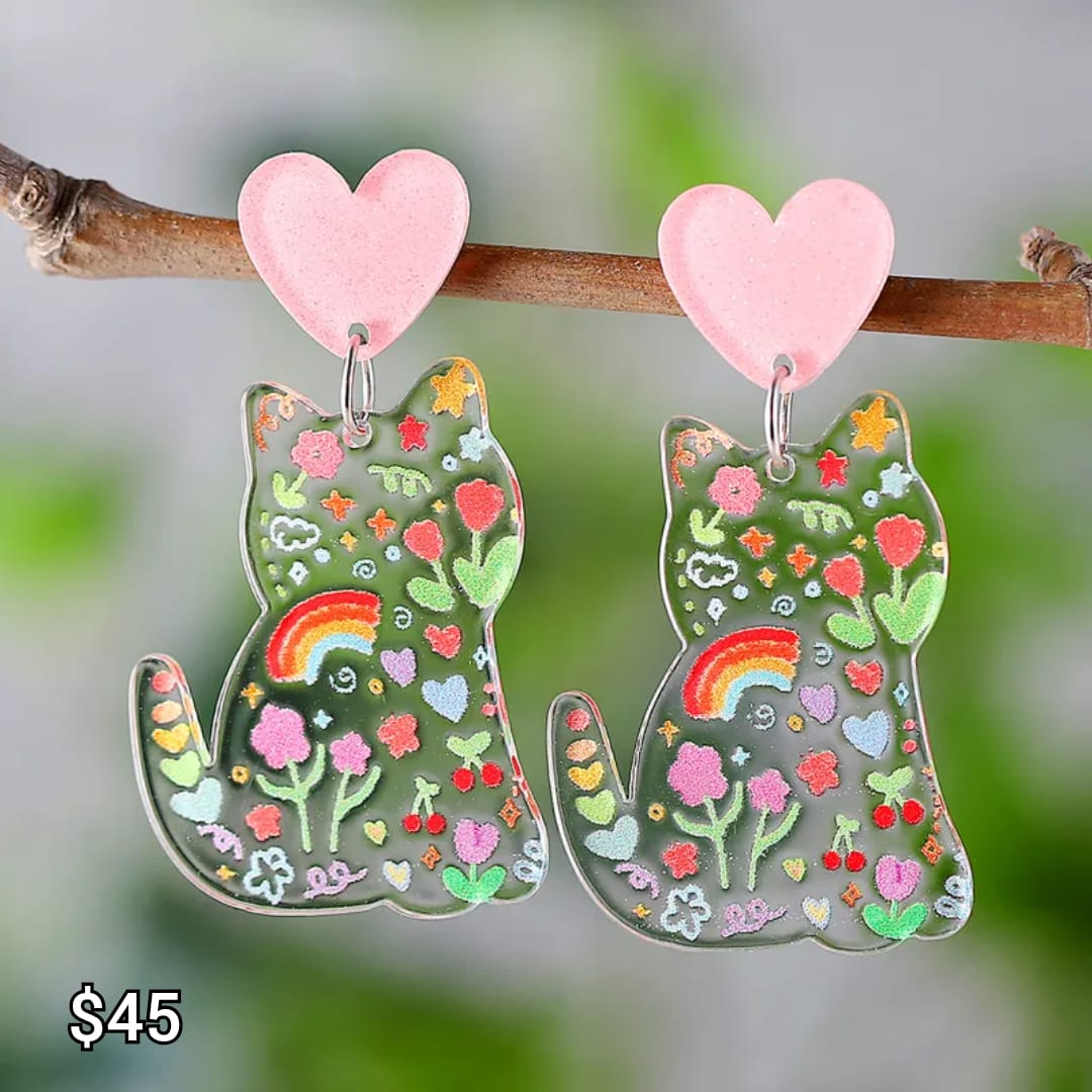 arete gatito floriento