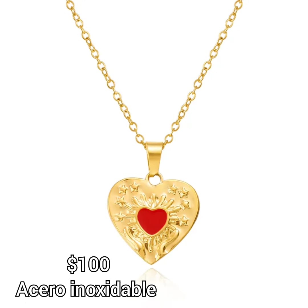 collar corazón chapado en oro
