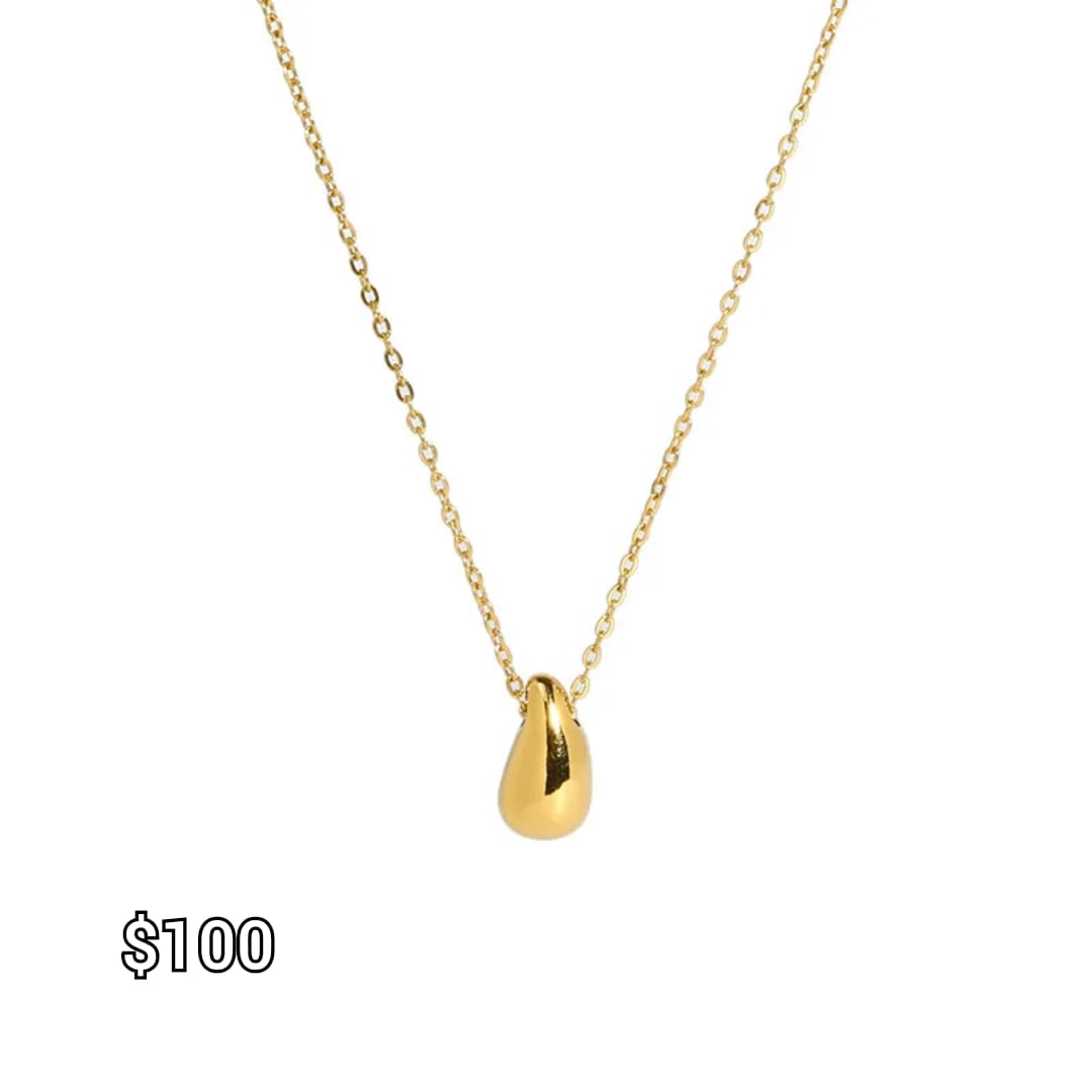 collar acero inoxidable chapado en oro en forma de gota