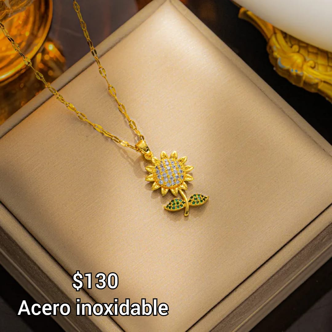 collar girasol con sirconia