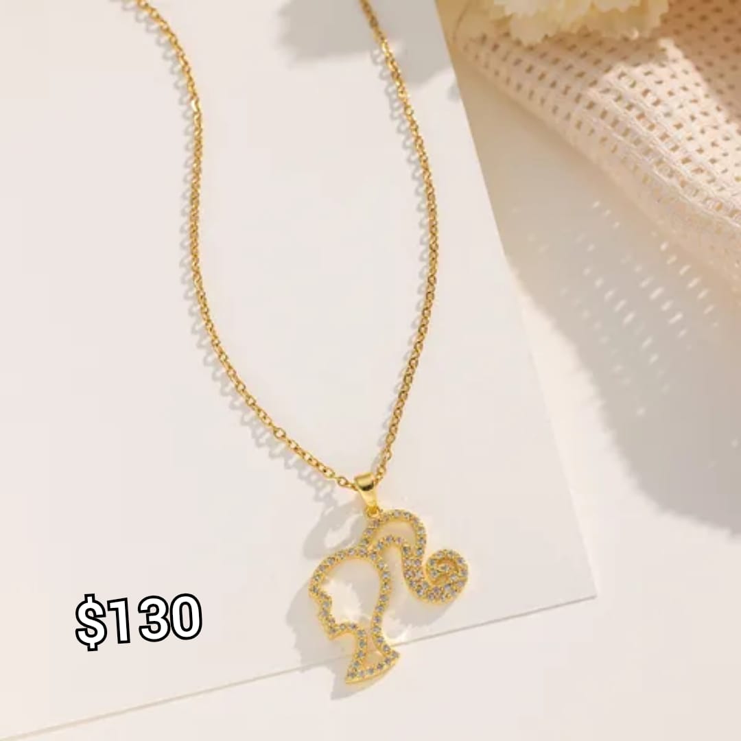 collar barbie chapado en oro